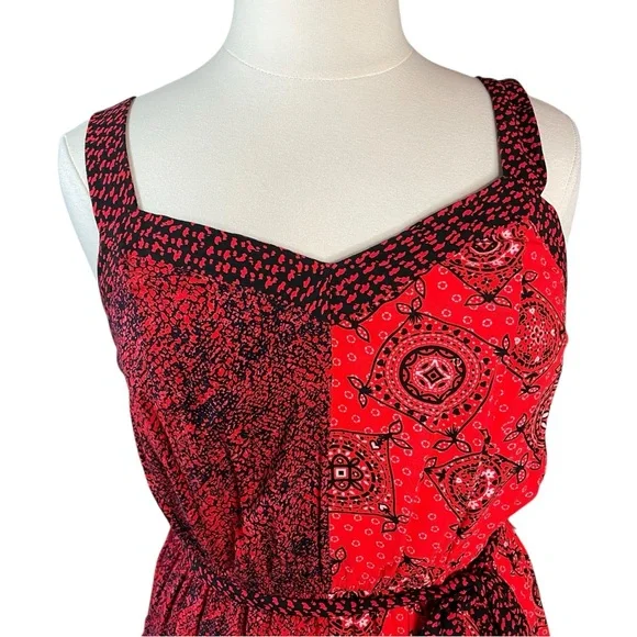 Lane Bryant Dress Size 16 - Red Handkerchief Patchwork - Picture 6 of 6